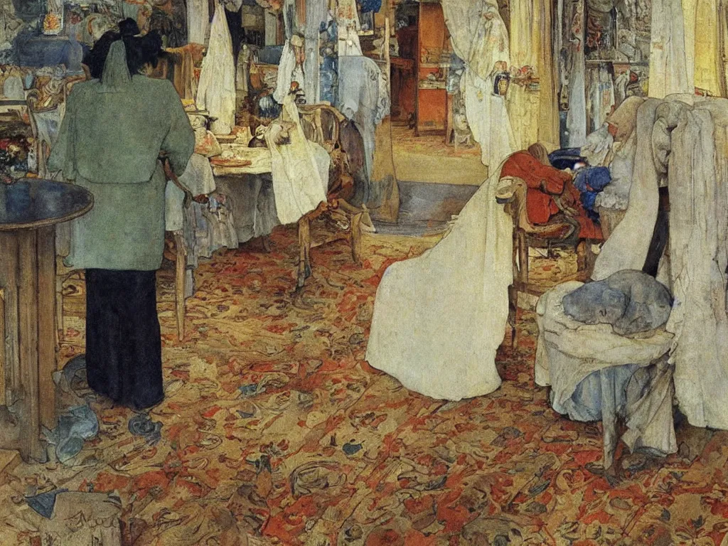 Image similar to a painting, oil on canvas, by carl larsson