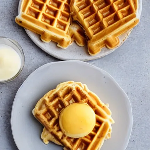 Prompt: golden eggo waffle on a plate