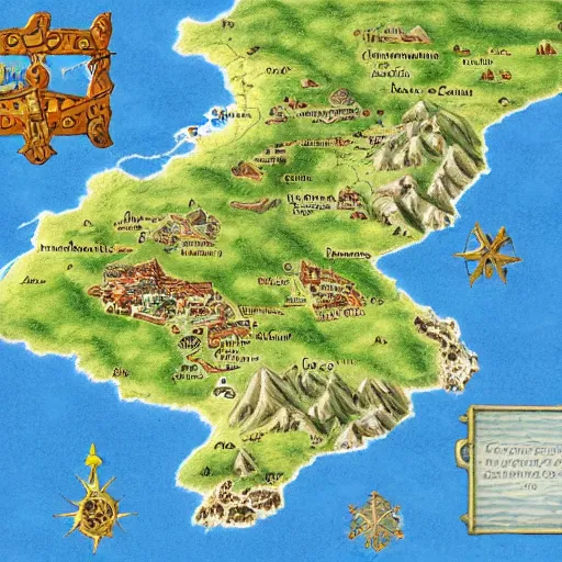 Prompt: fantasy map of switzerland