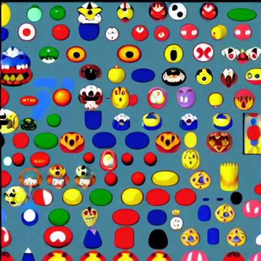 Prompt: screenshot of Super Mario 64 design by Yayoi Kusama, Takashi Murakami