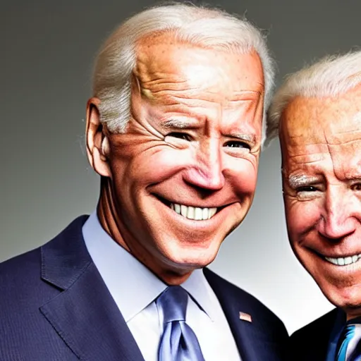 Image similar to A portrait photo of joe biden teams up with a teenage joe biden, perfect faces, 50 mm, award winning photography