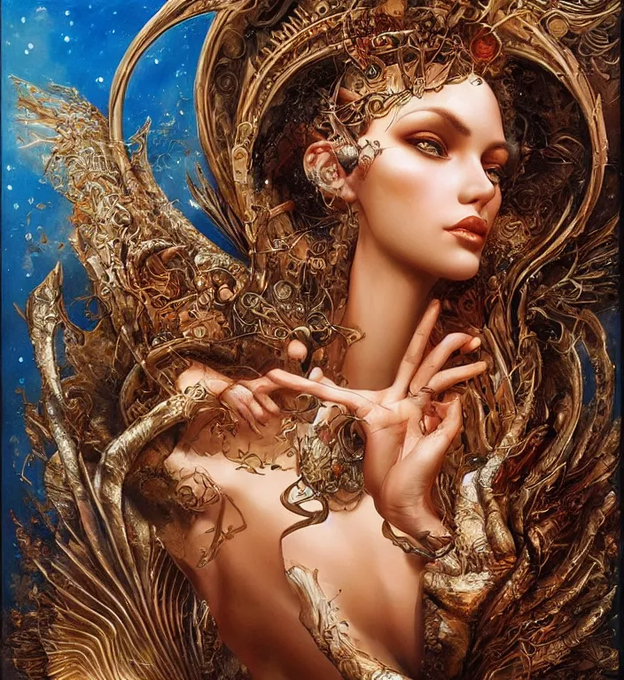 Image similar to a goddess, smooth, coherent, high detailed, by Karol Bak, unreal engine