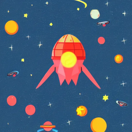 Prompt: space ship in the style of kurzgesagt