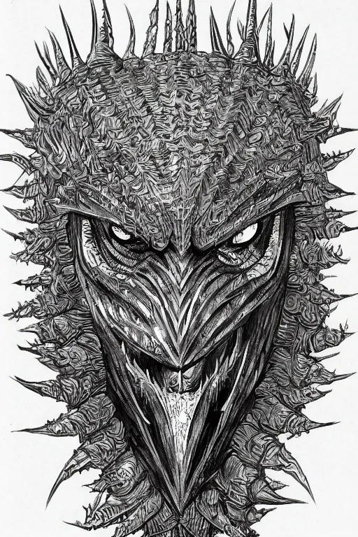 Image similar to armoured warrior thistle monster, symmetrical, highly detailed, digital art, thistle themed armour, sharp focus, trending on art station, kentaro miura manga art style