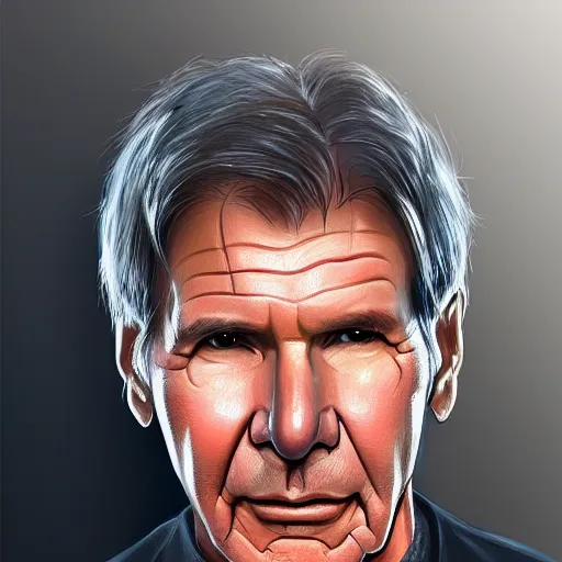 Prompt: super super super cute Harrison Ford, kawaii realistic portrait, by isabelle staub, by RossDraws, trending on artstation