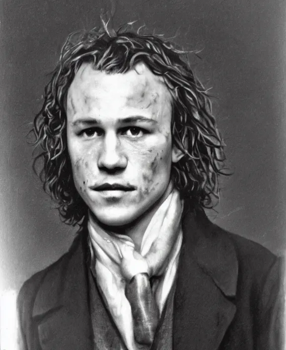 Image similar to portrait of heath ledger 1 8 0 0 s, los angeles