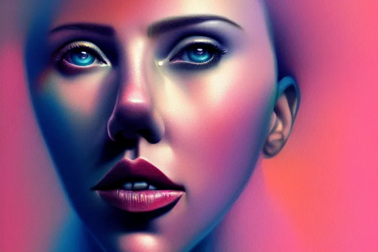 Image similar to surreal Portrait of Scarlett Johansson in dmt chromatic surreal liquid enviroment , elegant, highly detailed, smooth, photoreal, sharp focus, illustration, beautiful, geometric, dmt trending on artstation, cinematic, artwork by WLOP