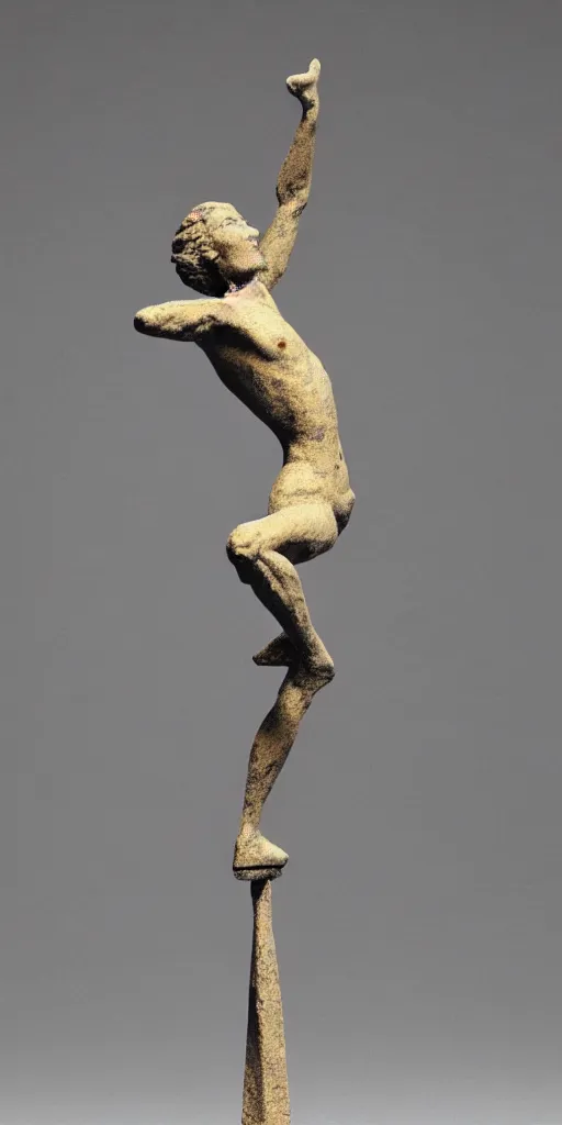 Image similar to sculpture of an acrobat, in the style of alberto giacometti, 4 k