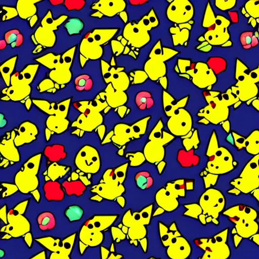 Prompt: pikachu repeating pattern , detailed