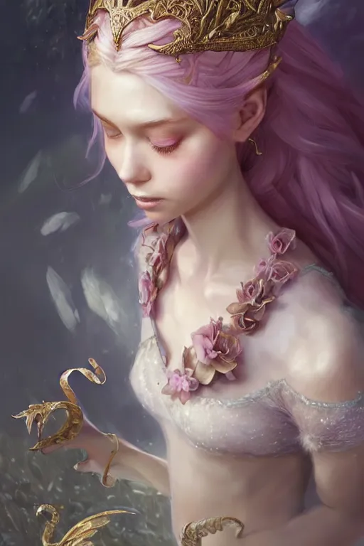 Image similar to fairy princess, highly detailed, d & d, fantasy, highly detailed, digital painting, trending on artstation, concept art, sharp focus, illustration, art by artgerm and greg rutkowski and fuji choko and viktoria gavrilenko and hoang lap