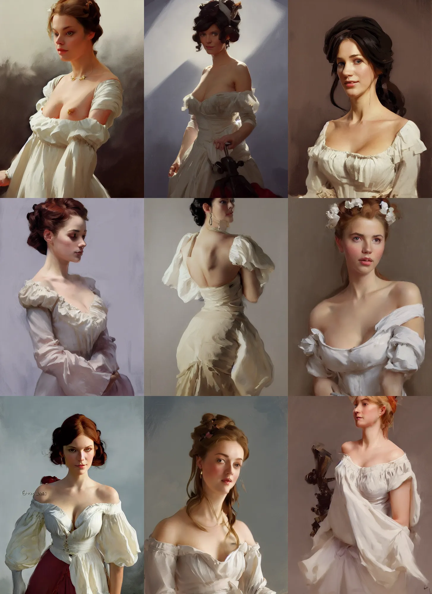 Image similar to portrait of a beautiful finnish norwegian swedish scandinavian attractive glamour model wearing 1 7 th century french off - the - shoulder neckline bodice with low neckline, jodhpurs greg manchess painting by sargent and leyendecker, studio ghibli fantasy medium shot asymmetrical intricate elegant matte painting illustration hearthstone, by greg rutkowski by greg tocchini by james gilleard