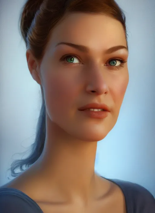 Prompt: a beautiful young woman as a pixar character, portrait, high quality, 8 k, soft lighting, realistic face, path traced, by frank frazetta, simon bisley, brom