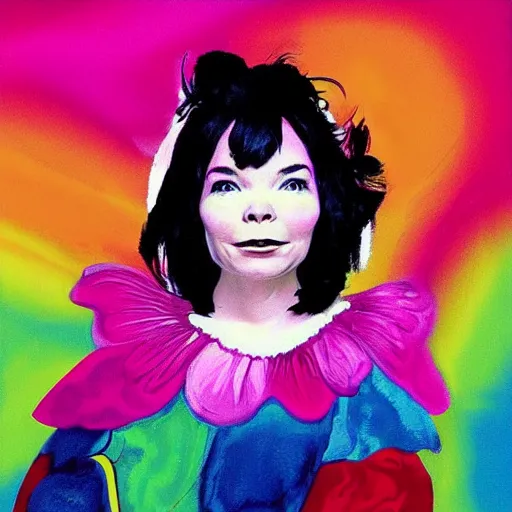 Prompt: bjork in the style of peter max