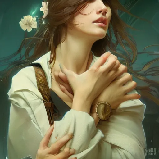 Image similar to how does it feel to fall in love, highly detailed, digital painting, artstation, concept art, sharp focus, illustration, art by artgerm and greg rutkowski and alphonse mucha