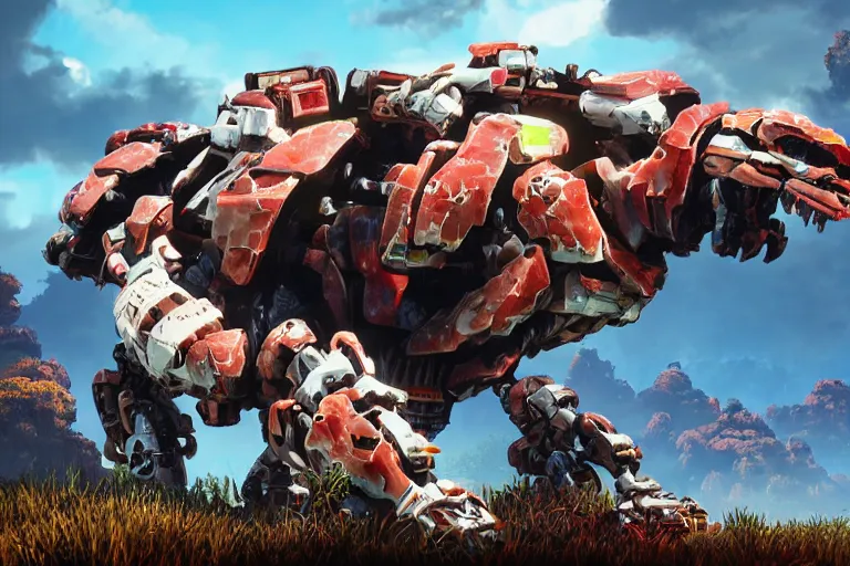 Image similar to shellsnapper machine mecha animal beast robot of horizon forbidden west horizon zero dawn bioluminiscence global illumination ray tracing hdr fanart arstation by sung choi and eric pfeiffer and gabriel garza and casper konefal