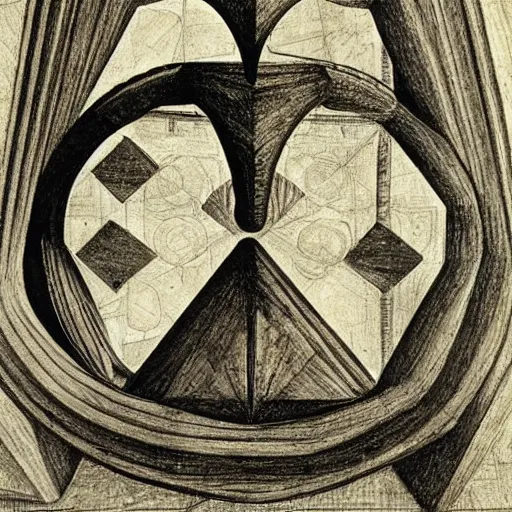 Image similar to devil by leonardo davinci and mc escher