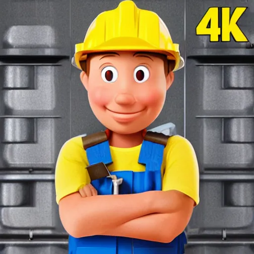 Prompt: bob the builder as a software developer, 4k