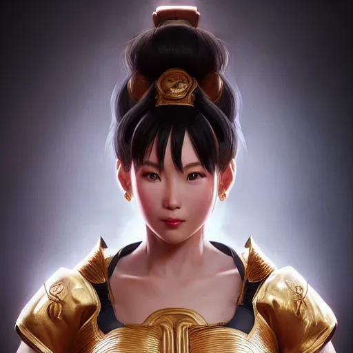 Image similar to portrait of chun li, au naturel, hyper detailed, digital art, trending in artstation, cinematic lighting, studio quality, smooth render, unreal engine 5 rendered, octane rendered, art style by klimt and nixeu and ian sprigger and wlop and krenz cushart.