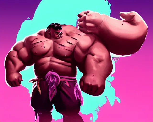 Image similar to sea of thieves character portrait concept art for a huge hulking muscular man wearing a bright pink outfit, cgsociety, trending on artstation, rare ltd,