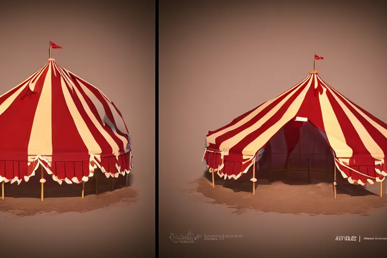 Image similar to 3d sculpt of a circus tent, artstaton, League of Legends, red dead redemption2, overwatch, digital illustration