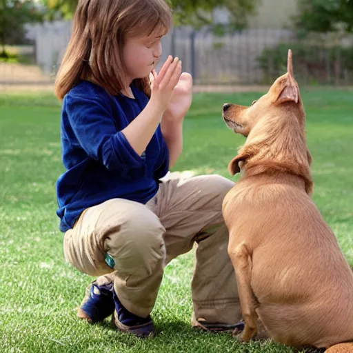 Image similar to page from a textbook about teaching dogs sign language