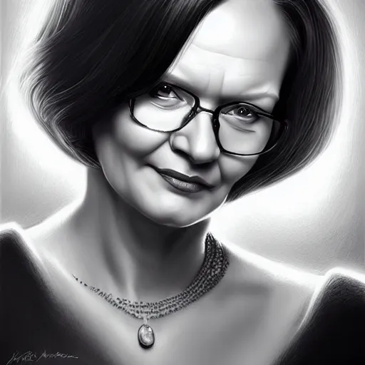 Image similar to a beautiful detailed portrait of tarja halonen, by artgerm, high details