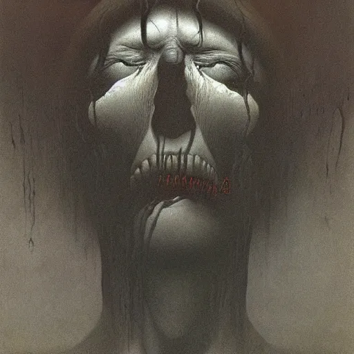 Prompt: A portrait of a demon by Zdzislaw Beksinski
