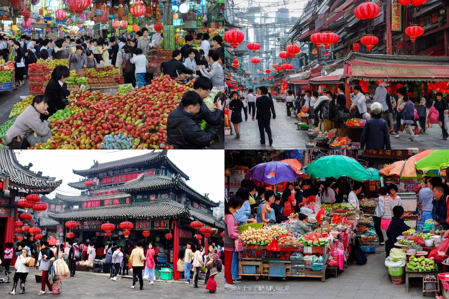 Prompt: A scene at the prosperous shanghai markets