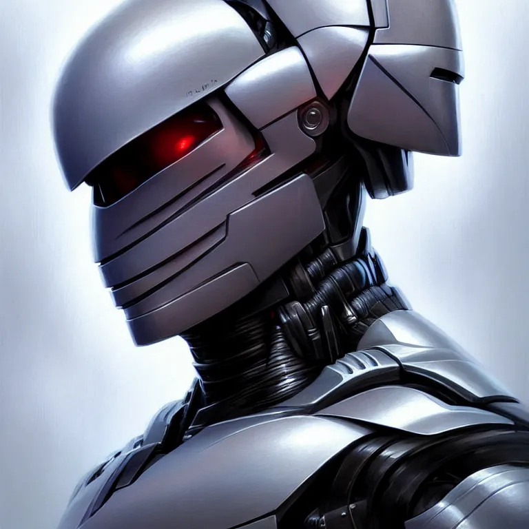 Prompt: portrait of robocop, elegant, real life skin, intricate artwork, high detailed, artstation, concept art, smooth, sharp focus, art by artgerm and greg rutkowski @ ruprechy