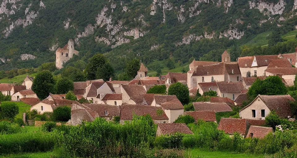 Image similar to a village in france by didier conrad