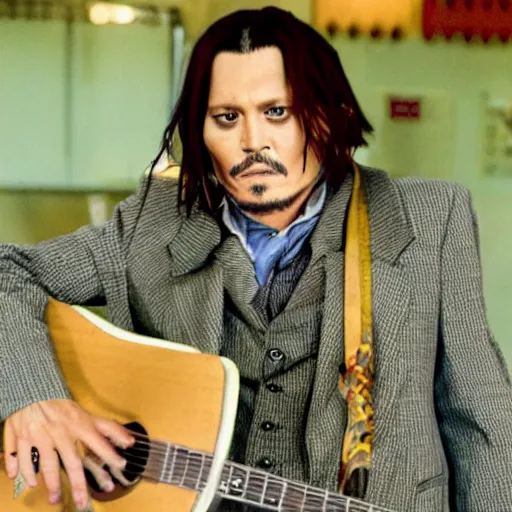 Image similar to A film still of Johnny Depp from Genshin Impact