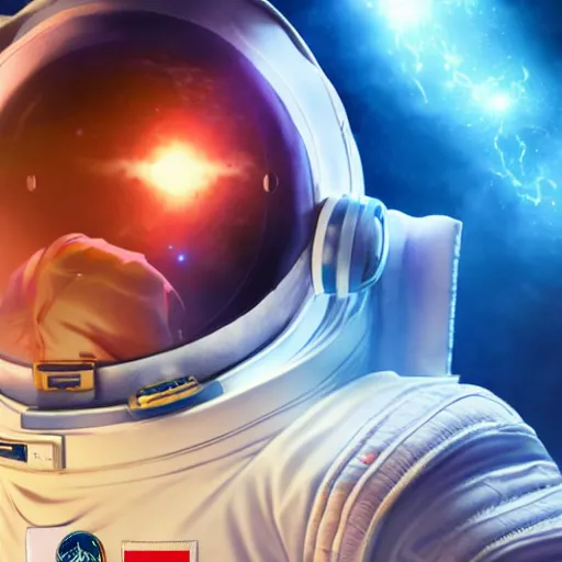 Image similar to portrait cartoon manga anime render of a astronaut, wearing head phones, epic composition, hd, octane, unreal engine, volumetric lighting, light rays, masterpiece, award - winning