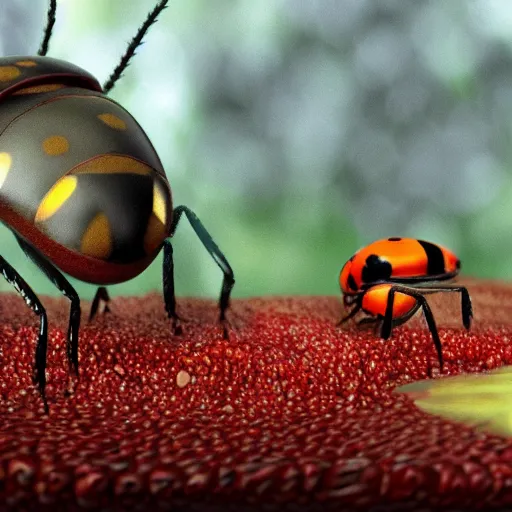 Image similar to ladybugs in lord of the rings trilogy ( film ), 3 d render