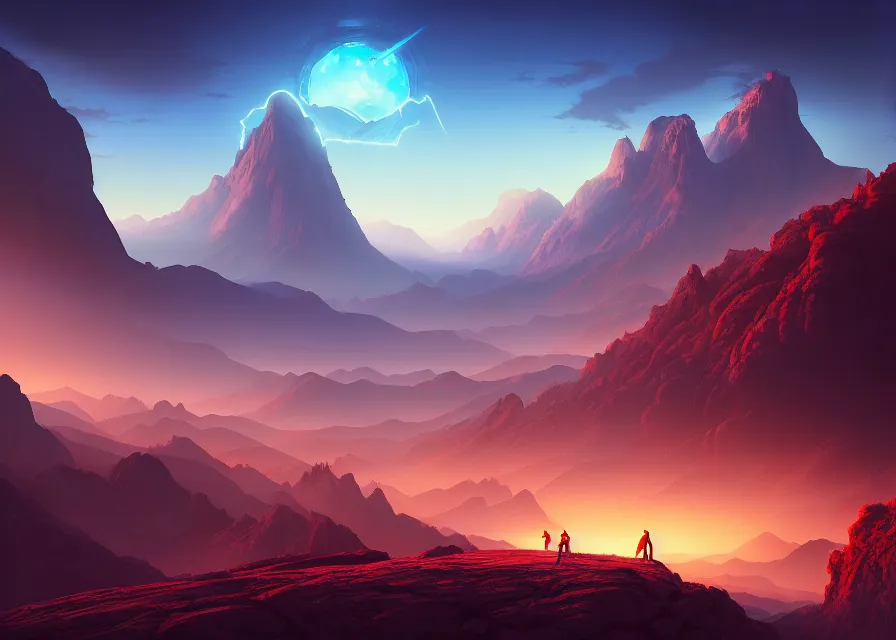 Image similar to quest for glory, a digital rendering of scenes from the sierra video game by michael flohr, inspired by tom bagshaw, instagram contest winner, futurism, matte painting, outrun, terragen