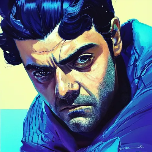 Image similar to oscar isaac as manga character, realistic shaded perfect face, fine details. anime. realistic shaded lighting poster by ilya kuvshinov katsuhiro otomo ghost - in - the - shell, magali villeneuve, artgerm, jeremy lipkin and michael garmash and rob rey