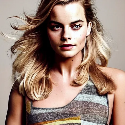 Prompt: a!!! woman who is a genetic combination of margot robbie and emma watson face and upper - body focus, detailed eyes