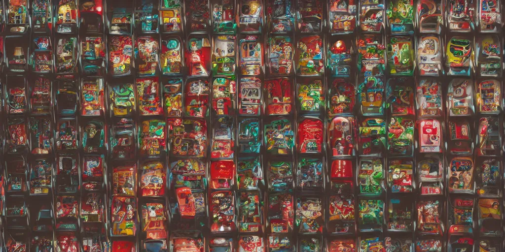 Prompt: closeup portrait of tin toy tokyo corner store and vending machines, depth of field, zeiss lens, detailed, centered, photoshoot, by nicoletta ceccoli, mark ryden, lostfish, breathtaking, 8 k resolution, extremely detailed, beautiful, establishing shot, artistic, hyperrealistic, octane render, - h 8 0 4