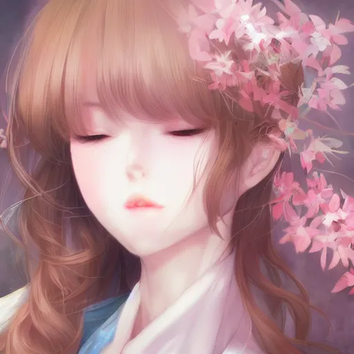 Image similar to realistic beautiful gorgeous natural cute drunk blushed girl in kimono art drawn full HD 4K highest quality in artstyle by professional artists WLOP, Taejune Kim, yan gisuka, JeonSeok Lee, artgerm, Ross draws, Zeronis, Chengwei Pan on Artstation