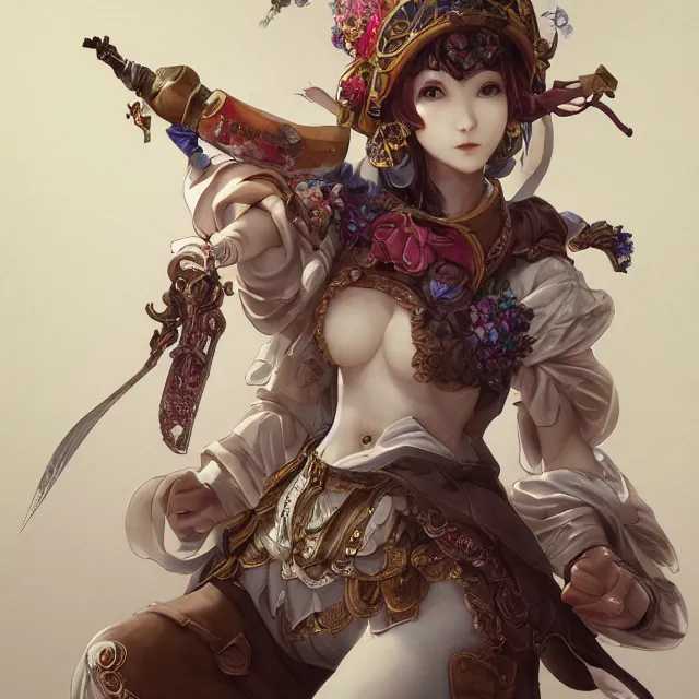 Image similar to studio portrait of neutral good colorful female cleric bard healer as absurdly beautiful, elegant, young skinny gravure idol, ultrafine illustration by kim jung gi, irakli nadar, intricate linework, sharp focus, bright colors, octopath traveler, final fantasy, unreal engine highly rendered, global illumination, radiant light, intricate environment