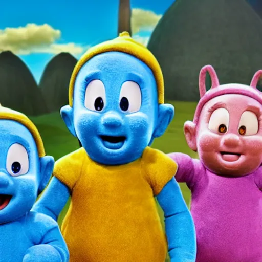 Prompt: smurf teletubbies