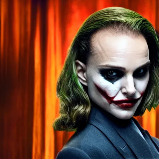 Prompt: stunning awe inspiring natalie portman as the joker movie still 8 k hdr atmospheric lighting