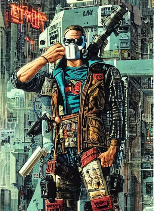 Prompt: cyberpunk the punisher. portrait by clyde caldwell and jean giraud and anton otto fischer and john philip falter and will eisner and gil elvgren