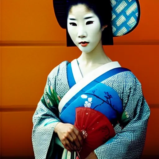 Image similar to portrait of a beautiful geisha, photograph by steve mccurry