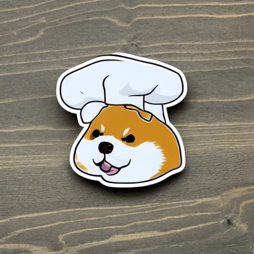 Image similar to cute die cut stickers of a shiba inu wearing a white chef hat