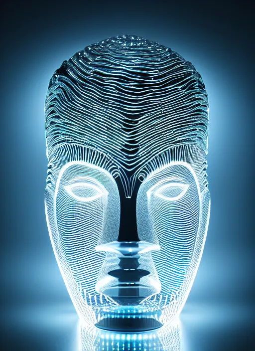 Image similar to ( beautiful queen chess piece ( top is bioluminescence ) ( bottom is parametric ) ), reflection of led lights, algorithmic, intricate detail, futuristic, very detailed, highly detailed background, sharpfocus, photorealism, soft diffuse autumn lights, some sun light ray, dark room wall, canon 5 d 5 0 mm lens