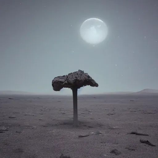 Prompt: award-winning photography of a desolate alien planet