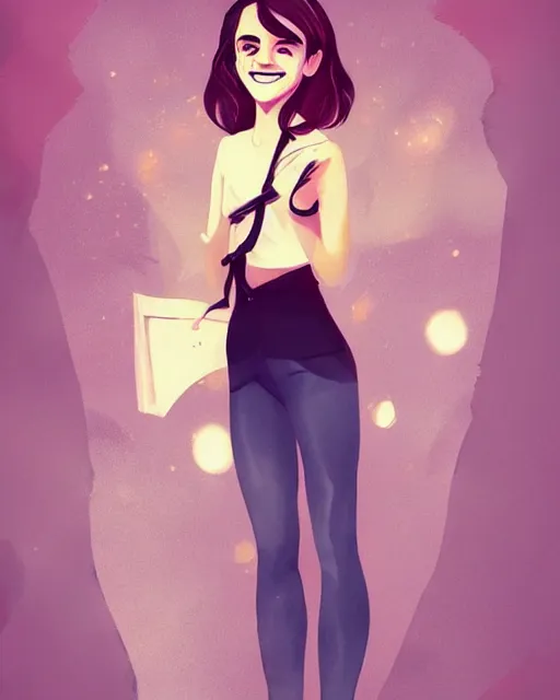 Image similar to beautiful full body Emma Watson smiling illustration by lois van baarle and loish and ross tran and rossdraws and sam yang and samdoesarts and artgerm