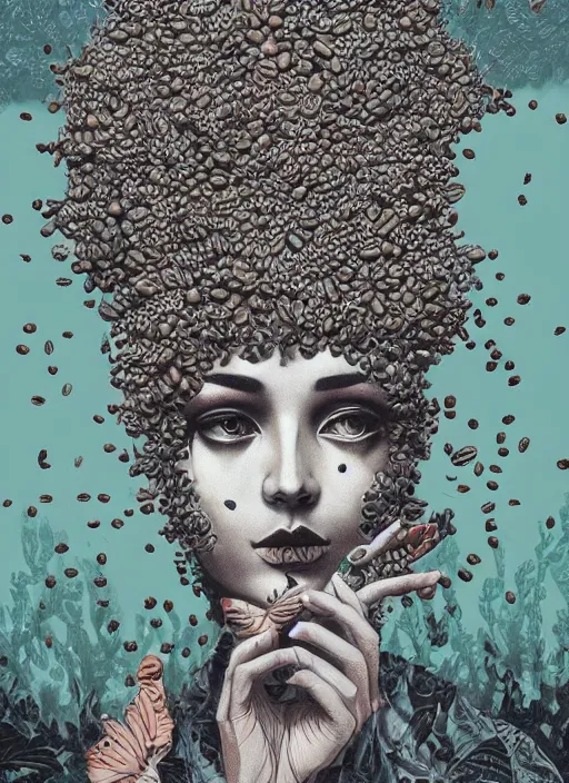 Image similar to Coffee goddess painting by Dan Hillier, trending on artstation, artstationHD, artstationHQ, 4k, 8k