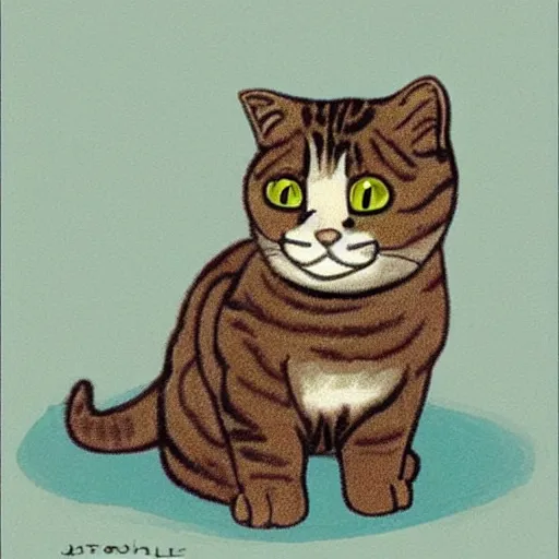 Image similar to a Scottish Fold cat and a British Short cat . both catsnare grey. in the style of Garfield comit artist Jim Davis.