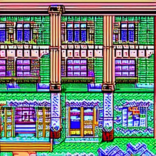 Image similar to pc98 visual novel screenshot, 16 color dithering